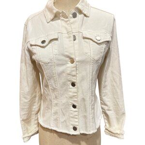 Htrailz White Denim Jacket Vintage Scarf Back Detail Size S